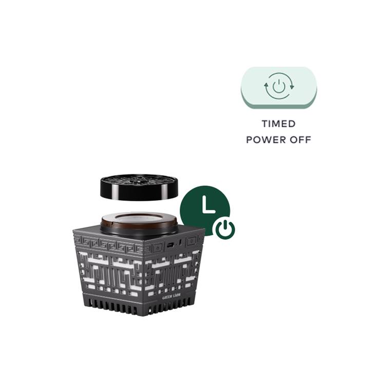 Green Lion Moon Bakhour Quran Speaker, 5 Hours Working Time, 2000mAh Battery, Bluetooth V5.1, 10m Transmission Range - Black