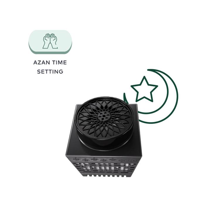 Green Lion Moon Bakhour Quran Speaker, 5 Hours Working Time, 2000mAh Battery, Bluetooth V5.1, 10m Transmission Range - Black