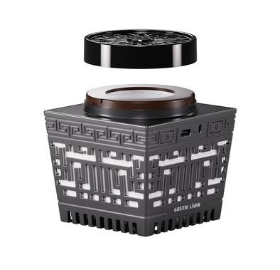 Green Lion Moon Bakhour Quran Speaker, 5 Hours Working Time, 2000mAh Battery, Bluetooth V5.1, 10m Transmission Range - Black