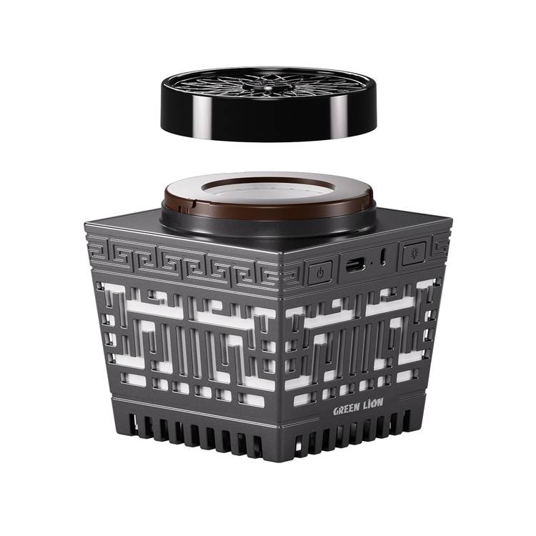 Green Lion Moon Bakhour Quran Speaker, 5 Hours Working Time, 2000mAh Battery, Bluetooth V5.1, 10m Transmission Range - Black