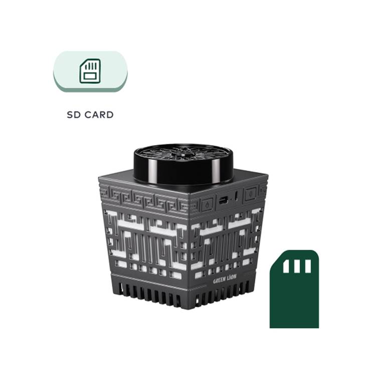 Green Lion Moon Bakhour Quran Speaker, 5 Hours Working Time, 2000mAh Battery, Bluetooth V5.1, 10m Transmission Range - Black