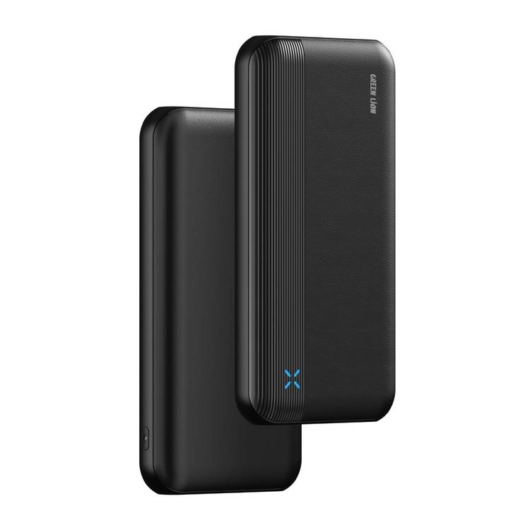 Green Lion Milos 10000mAh Power Bank, PD 20W, LED Indicator, Lithium Polymer Battery, Compact & Slim - Black