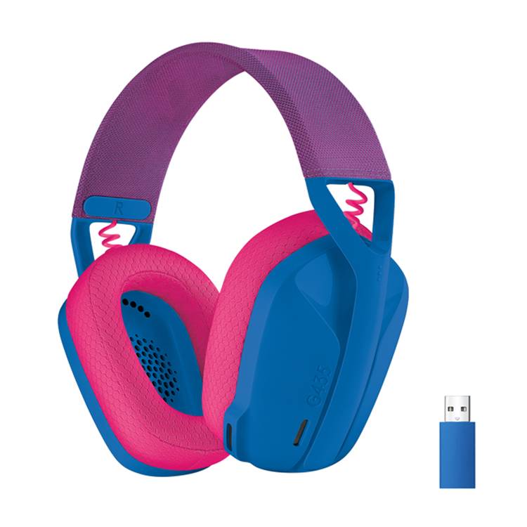 Logitech G435 Wireless Gaming Headset with Sound Insulating Storage Foam, Virtual Microphone ARM, Lightweight Comfort, 18 Hours Battery Life - Blue and Raspberry