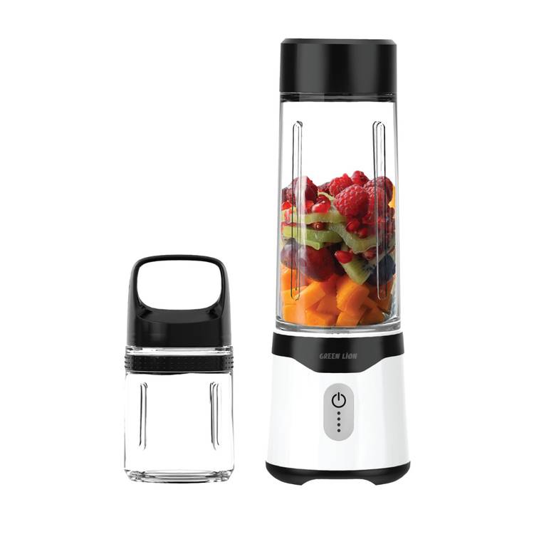 Green Lion Summer Mate Portable Blender,  350mL/500mL Capacity, 3-5 Hours Charging Time, 18000rpm Motor Speed, 30s Single Blending Time, Type-C Charging Port - Black/White