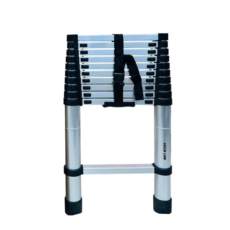 Green Lion Telescopic Ladder, Aluminum Alloy Material, Reinforced Pedal, Safety Lock, Sturdy and Strong - Gray