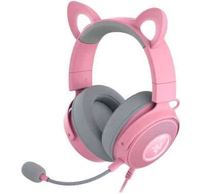 Razer Kraken Kitty V2 Pro Gaming Headphones with Snug and Comfy Earcups, Activate Cosplay Mode, Stream Reactive Lighting - Quartz