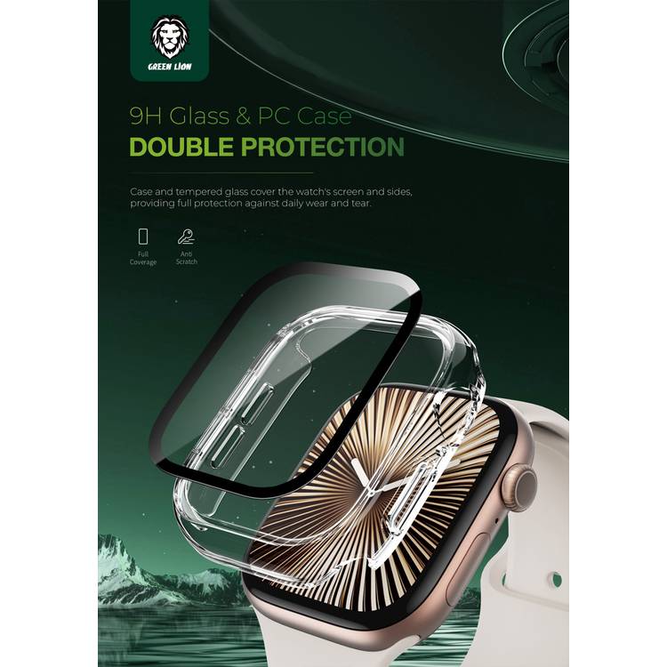 Green Lion Guard Plus PC Case for Apple Watch 42mm, Scratch Resistance, Anti-Fingerprint, Shock Proof, Easy Installation, Ultra Lightweight, Touch Sensitivity - Clear