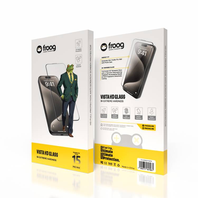 Froog HD Screen Protector for iPhone 15 Pro Max, Anti Fingerprint, Water Resistant, Scratch Resistant - Clear