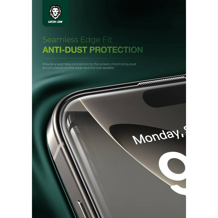 Green Lion Albert AR Screen Protector for iPhone 16 Pro Max, Anti-Dust, Crystal Clear, Anti Fingerprint, High Transmission, 9H Diamond Hardness, Sensitive Touch - Clear