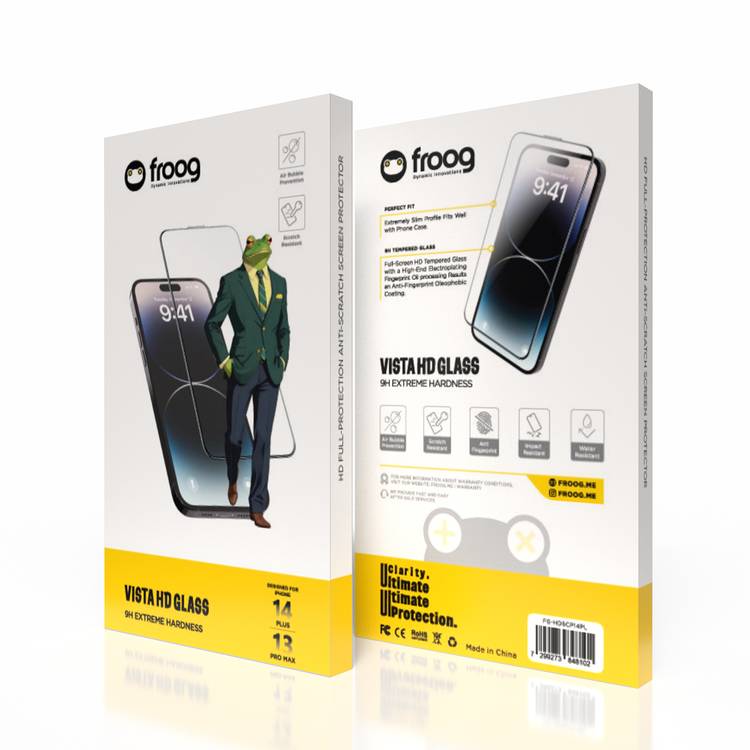 Froog HD Screen Protector for iPhone 14 Plus, iPhone 13 Pro Max, Anti Fingerprint, Water Resistant, Scratch Resistant - Clear