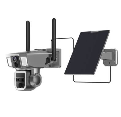 Powerology 360° Dual Lens Outdoor Camera, 4G/WIFI, 10x Continuous Zoom, Solar Power Recharging, Water Proof, Dust Proof, 2.4m Solar Panel Wire - Black 