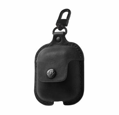 Twelve South Airsnap Leather Case for 1st & 2nd Gen AirPods with handy Clip, Top-Quality Materials, Protective & Stylish - Black