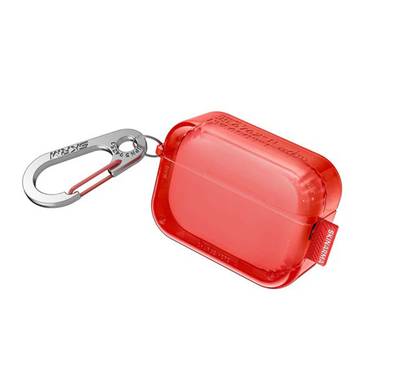 Skinarma Saido Case Compatible with Both AirPods Pro 1st and 2nd Gen, Sturdy zinc-Alloy Hook Carabiner, Full 360º Protection that Covers Intire Case - Red