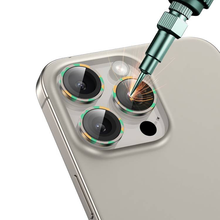 Green Lion Camo Camera Lens for  iPhone 16 Pro / 16 Pro Max, Military-Grade Durabilioty, HD Clarity, Advanced AF Coating - Natural Titanium