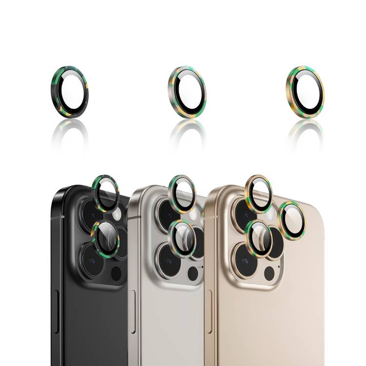 Green Lion Camo Camera Lens for  iPhone 16 Pro / 16 Pro Max, Military-Grade Durabilioty, HD Clarity, Advanced AF Coating - Natural Titanium