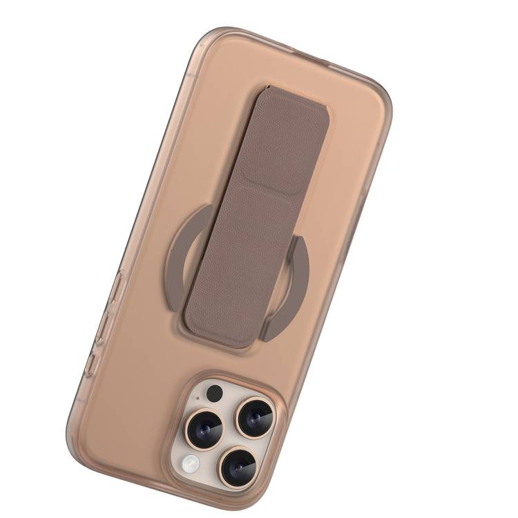 Green Lion Grip 360 MagSafe Case for iPhone 16 Pro with Leather Grip Strap, Camera Protection, Multi Functional Design, Scratch Resistant, Foldable Stand - Desert Titanium