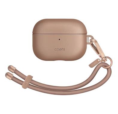 UNIQ Coehl Haven Airpods Pro 2nd Gen (2022) Case, Wired and Wireless charging, Matching Detachable Rope Hand Strap, Leatherette - Dusty Nudes