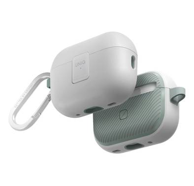 UNIQ Clyde Airpods Pro 2nd Gen Case, Hybrid Dual Layer Design, Premium Aluminum Carabiner, Wired and Wireless Charging - White
