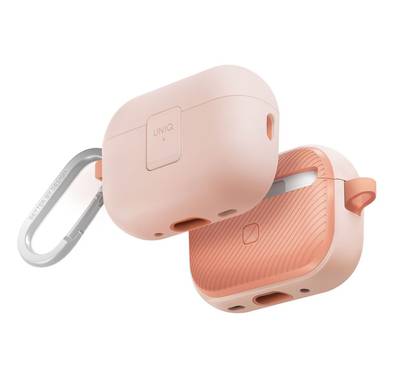 UNIQ Clyde Airpods Pro 2nd Gen Case, Hybrid Dual Layer Design, Premium Aluminum Carabiner, Wired and Wireless Charging - Pink