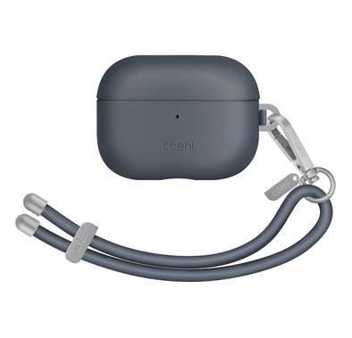 UNIQ Coehl Haven Airpods Pro 2nd Gen (2022) Case, Wired and Wireless charging, Matching Detachable Rope Hand Strap, Leatherette - Sapphire Blue