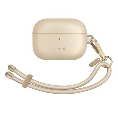 UNIQ Coehl Haven Airpods Pro 2nd Gen (2022) Case, Wired and Wireless charging, Matching Detachable Rope Hand Strap, Leatherette - Cream