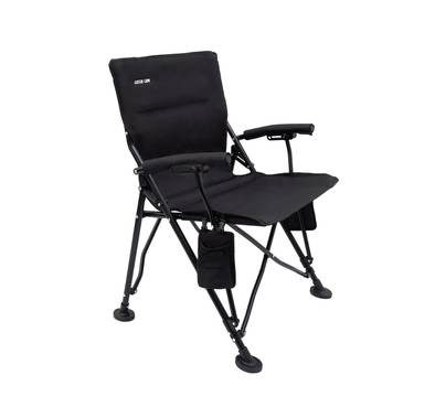 Green Lion Outdoor Camping Chair with Carrying Bag, 150kg Load Capacity, Bottle Holding Pocket, Camping Friendly, Non-Slip Feet, Easy to Carry - Black