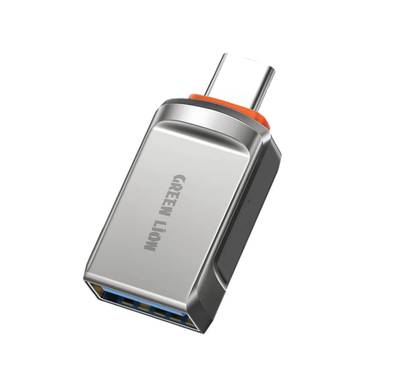 Green Lion OTG 2.0 Adapter, USB-A to USB-C, Long-term Use, Wide Compatibility, 480Mbps High Transfer Speed, Zinc Alloy Shell - Gray