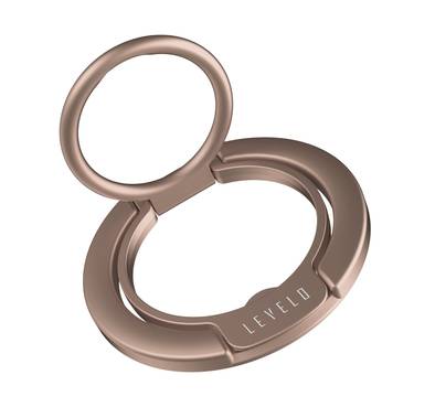 Levelo Luccio 2in1 Phone Ring Holder, Non-Slip Surface, Dual Ring Design, N52 Magnet Type, 3500Gs Magnetic Force - Desert Titanium
