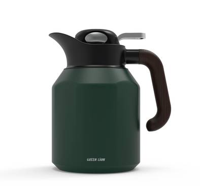 Green Lion Classic Vacuum Jug, V-Shaped Spout, 1300 mL Capacity, 12 Hours Thermal Efficiency, 14 Hours Cooling Efficiency, 360°-Anti-Corrosion, Simple Push Button - Green