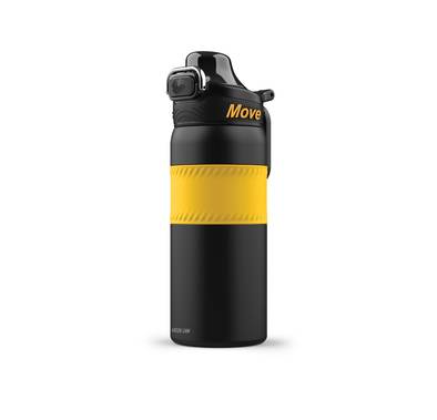 Green Lion Athlete Thermal Bottle, 550 mL Capacity, 12 Hours Thermal Efficiency, 14 Hours Cooling Efficiency, Easy Press Button, 360°-Anti-Corrosion, Non-Slip Grip - Yellow