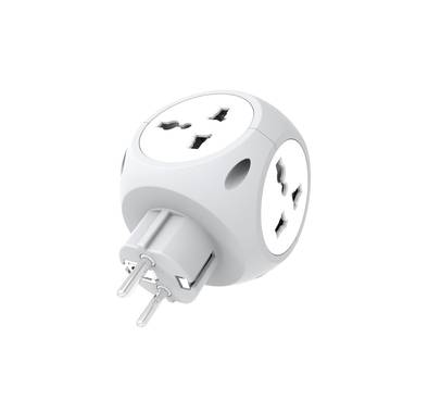 Green Lion Multiport Travel Adapter EU, Compact & Lightweight, 3500 W Power Delivery, Brass Conductor, Innovative Design, Safety Shutters - White