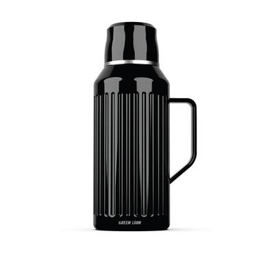 Green Lion Vintage Thermal Bottle, 1000 mL Capacity, 12 Hours Thermal Efficiency, 14 Hours Cooling Efficiency, Temperature Gauge, 360°-Anti-Corrosion, Double Wall Vacuum Insulation - Black