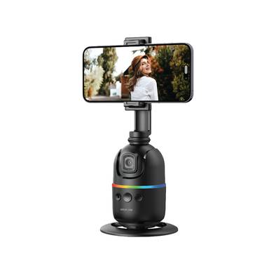 Green Lion Auto Track Gimbal, Multi-Device Support, Face Tracking, Gesture Detection, 3W Power, 1200mAh Battery, 1-4m Range,  6.5-9.5cm Phone Holder, Type-C Charging Port - Black
