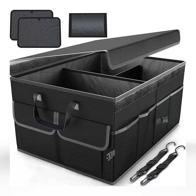Green Lion Car Trunk Organizer 57L, High Quality Material, Foldable Design, Durable Buckles, Sturdy Handles, Mesh Pockets - Black