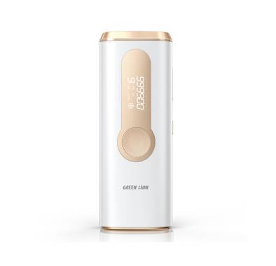 Green Lion Hair Removal Laser 3-in-1 Function with Over 999,900 Flashes, Digital Display, Safety Sensor, 5-35°C Temperature, DC Connector Port, 36W Power - White