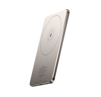 Powerology Ultra-Thin 5000mAh MagSafe Power Bank, Portable & Lightweight, Efficient Heat Dissipation, Aluminum Housing, Built-In Safeguards, Strong Magnet - Titanium