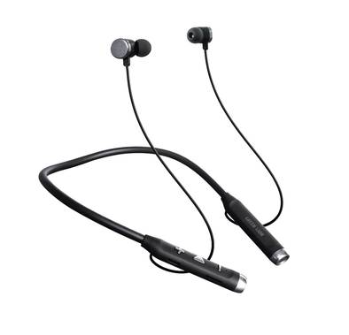 Green Lion Lion X Neckband Earphones with TF Card & Flashlight, Up to 30 Hours Play Time, 2 Hours Charging Time, ABS & Silicone Material, Type-C Charging Port, 200mAh Battery Capacity - Black