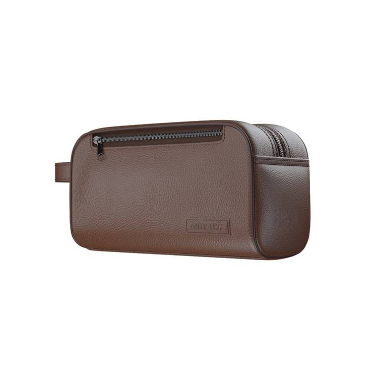 Green Lion Lakeshore Clutch Bag, Sturdy & Easy Handle, Ergonomic Design, Durable Zipper, Multi-Pockets, Water Resistant Exterior, PU Leather Material - Brown