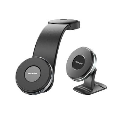 Green Lion 2in1 Magflex Wireless Car Charger, Fast Charge, MagSafe Compatible, Strong 3M Glue, Easy Installation, Power Delivery Up to 15W, Type-C Connector Port,  360° Rotation - Black