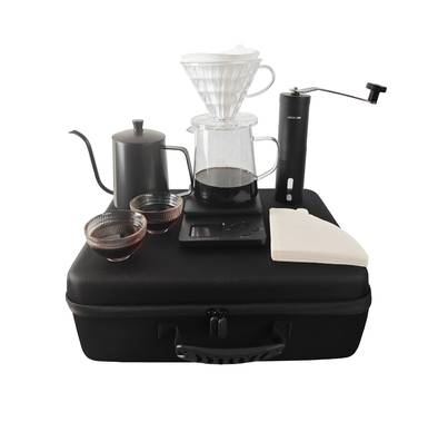 Green Lion G-50 Plus Coffee Maker Set with 100 Pcs Paper Filter, 600mL Pour Over Kettle Capacity, Travel Box, Glass Server, Digital Scale, Acrylic Dripper, Coffee Grinder - Black