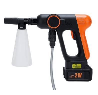 Porodo Lifestyle Dual Mode - Tank & Hose High-Pressure Washer, 5M Water Hose , Foam Bottle , Lithium Battery - Black / Orange