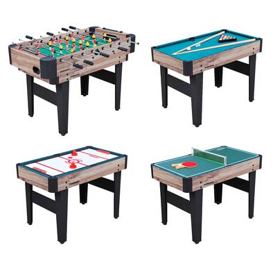 Porodo Lifestyle Multi-Game Table with Foosball Table, Billiard Table, Hockey Table & Table Tennis, Easy Transition, Quick Set-up, Full Package Accessories - Brown
