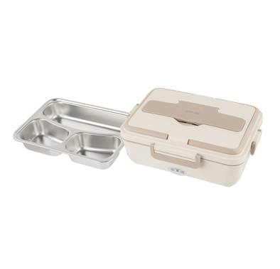 Green Lion GLB-05 Electric Lunchbox with 850mL Capacity, Removable Inner Container, Detachable Power Cord, Silicone Sealing Ring, Dishwasher Safe - Beige