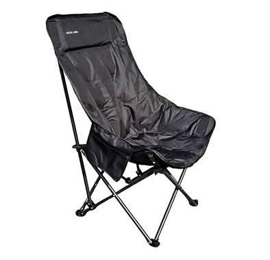 Green Lion Desert Ranger Camping Chair with Storage Bag, Foldable Design, Heightened Backrest, Anti-Slip Feet, Padded Seats, Up to 120Kg Load Capacity - Black