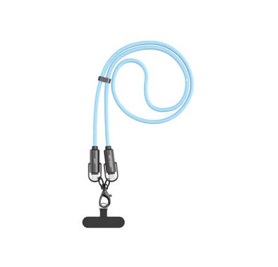 Green Lion Power Lanyard USB-C to USB-C Cable with 60W Power Delivery, Hands-Free Convenience, Tangle-Free Design, 480 Mbps Data Transfer Speed, 120cm Cable Length, 6mm Diameter - Sky Blue