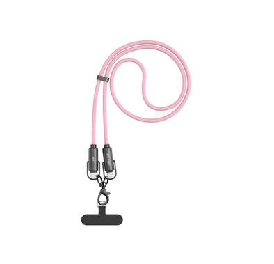 Green Lion Power Lanyard USB-C to USB-C Cable with 60W Power Delivery, Hands-Free Convenience, Tangle-Free Design, 480 Mbps Data Transfer Speed, 120cm Cable Length, 6mm Diameter - Pink