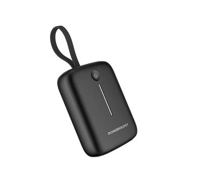 Powerology 10000mAh Power Bank with Detachable USB-C Wire, 20W Power Delivery, 3-Device Charging, Long Time Standby, Universal Phone Compatibility, Built-in Safeguards - Black