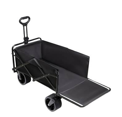 Green Lion Foldable Wagon Cart 250, Adjustable Handlebar, All-Terrain Wheels, 2 Bottle Pockets, Wear Resistant, Up to 250Kg Load Capacity - Black