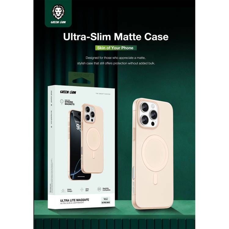 Green Lion Ultra Lite MagSafe Case for iPhone 16 Pro Max with Matte Design, Ultra Slim & Lightweight, Strong Magnets, Anti-Fingerprint - Desert Titanium 
