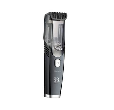 Porodo Air Suction Beard & Body Trimmer, 90 Minutes Working Time , 3 Hours Recharge Time, Type-C Charging Port, Digital Display, Washable,  IPX6 Waterproof Rating, 1400mAh Battery - Gray and Black